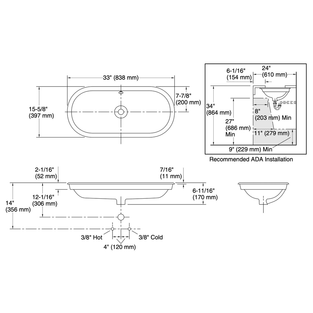 Kohler 20213-FF Iron Plains Wading Pool Capsule Lav