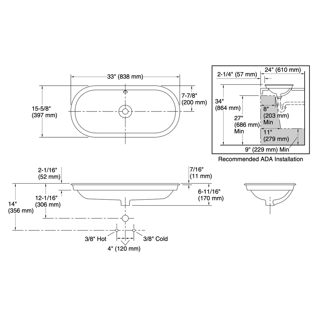 Kohler 20213-B-96 Iron Plains Wading Pool Capsule Lav