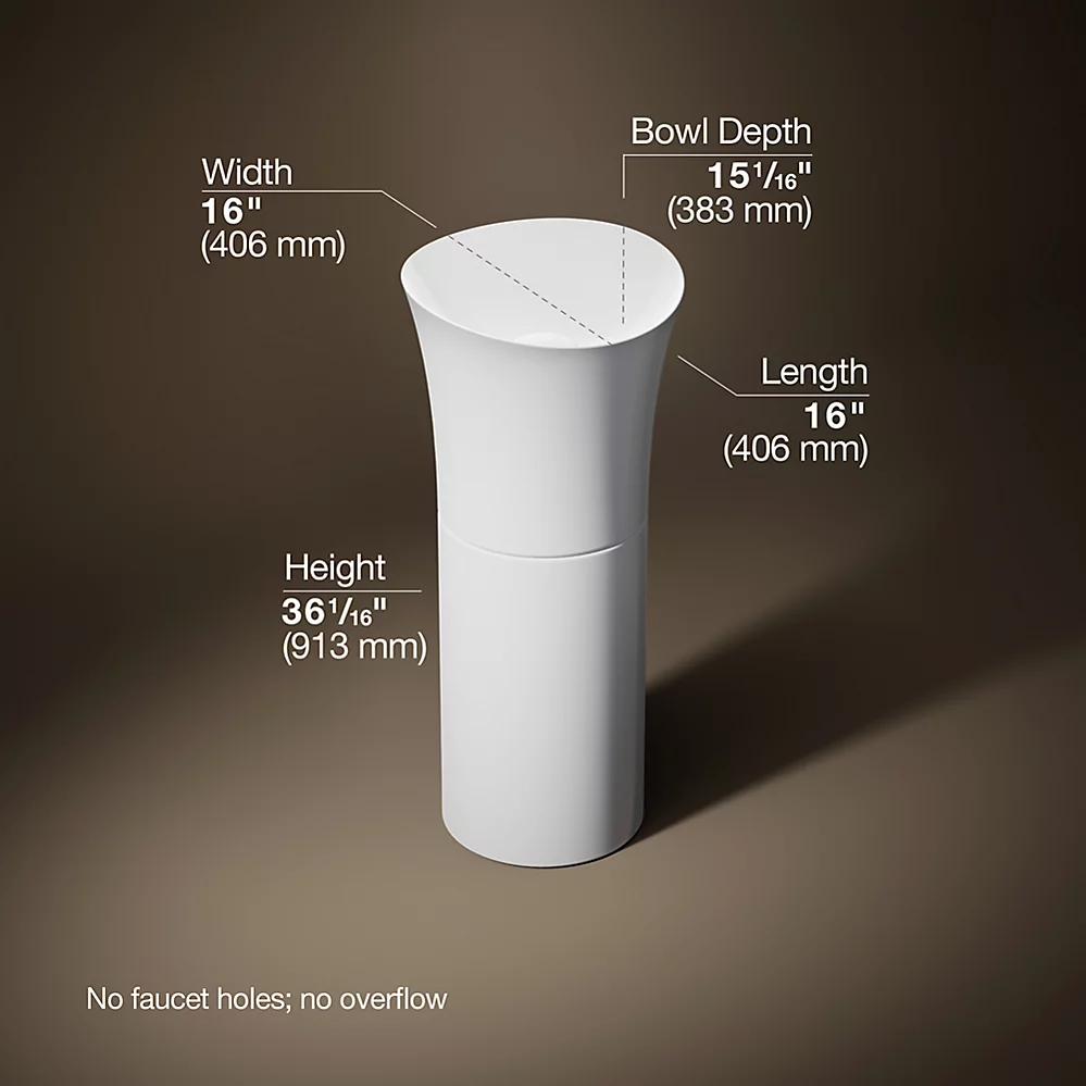 Kohler 20701-N-0 Veil Pedestal Lavatory No Overflow