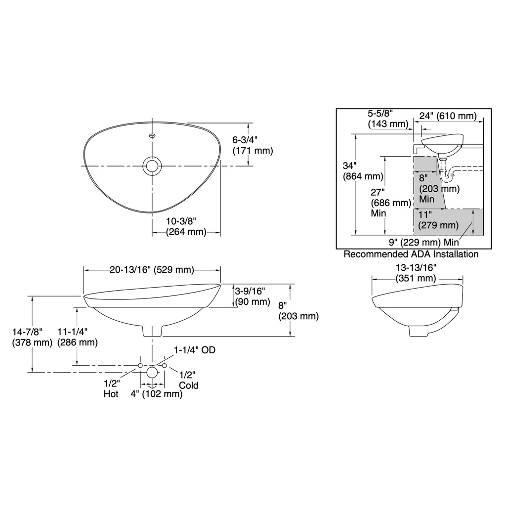 Kohler 20704-96 Veil Small Vessel