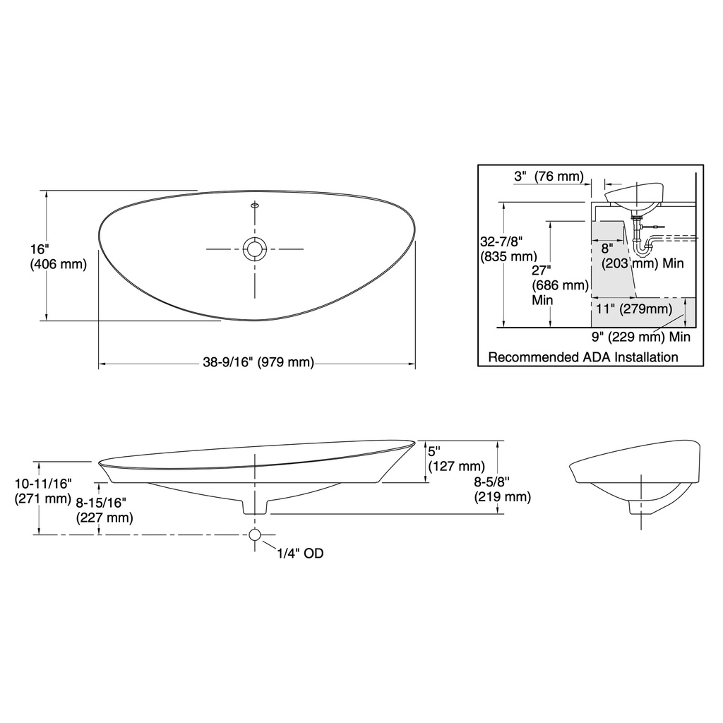 Kohler 20705-96 Veil Trough Vessel
