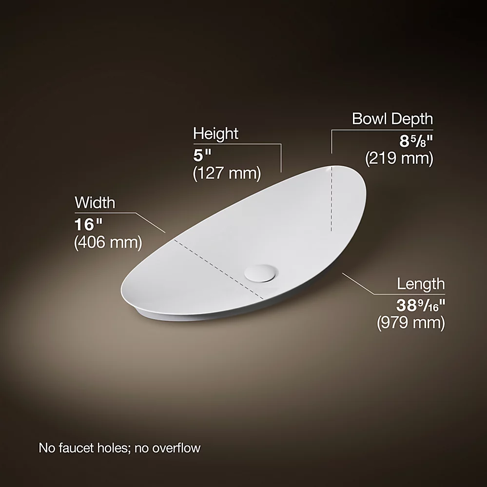Kohler 20705-N-0 Veil Trough Vessel No Overflow