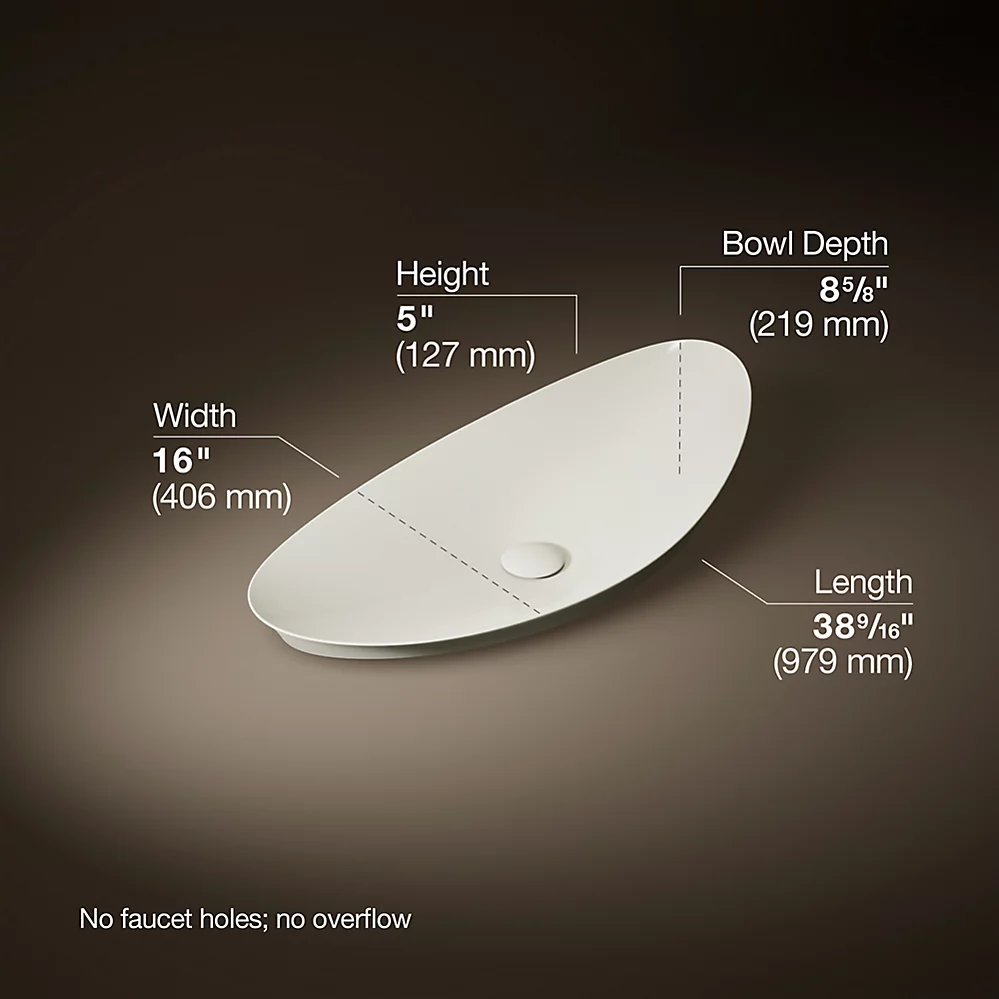 Kohler 20705-N-96 Veil Trough Vessel No Overflow