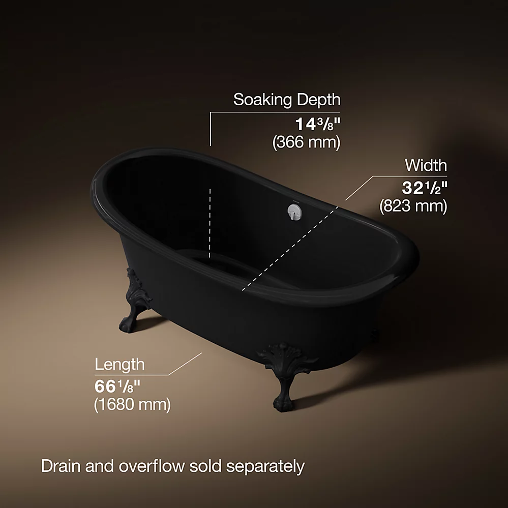 Kohler 21000-P5-7 Artifacts 66X33 Bath, Iron Gate Back