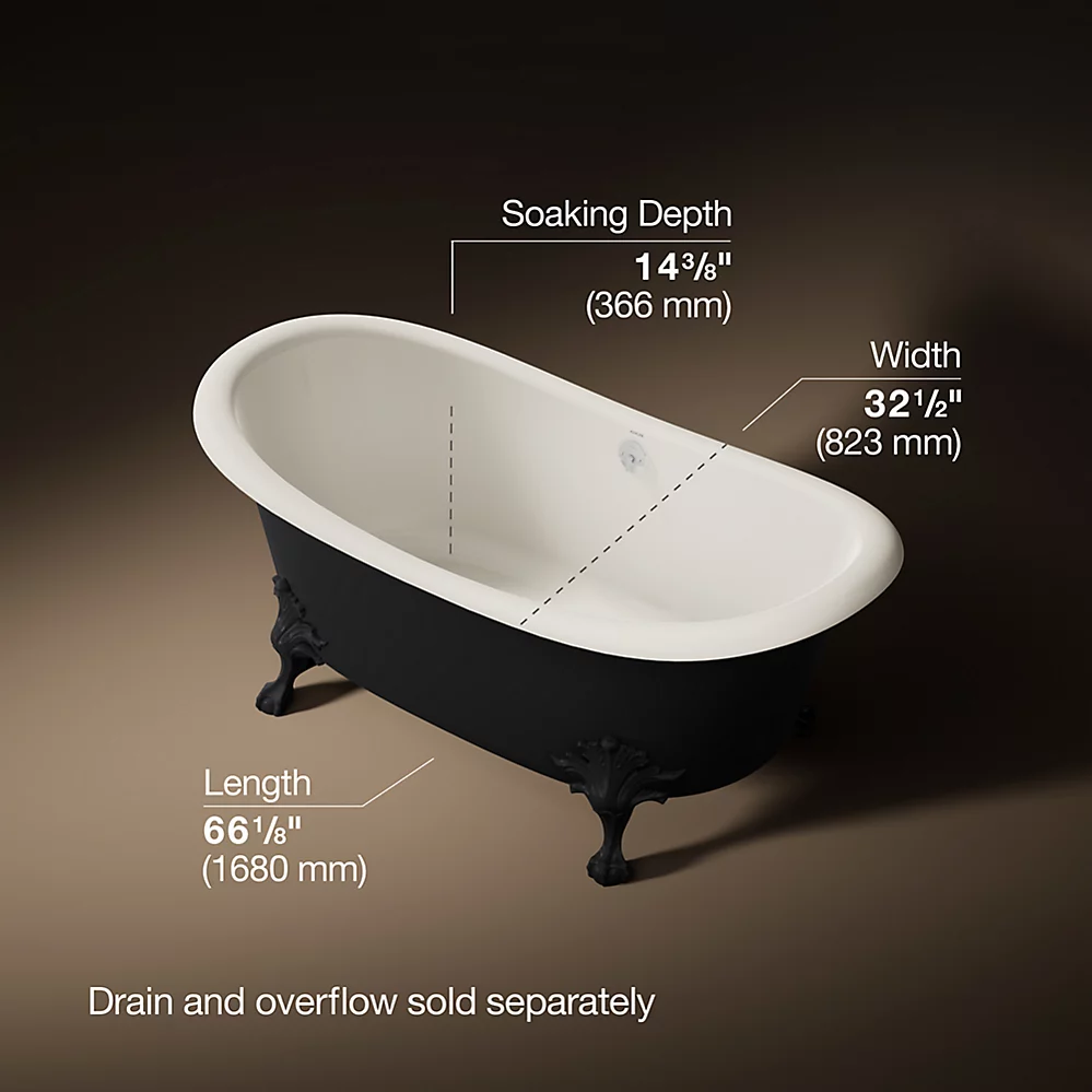 Kohler 21000-P5-96 Artifacts 66X33 Bath, Iron Gate Back