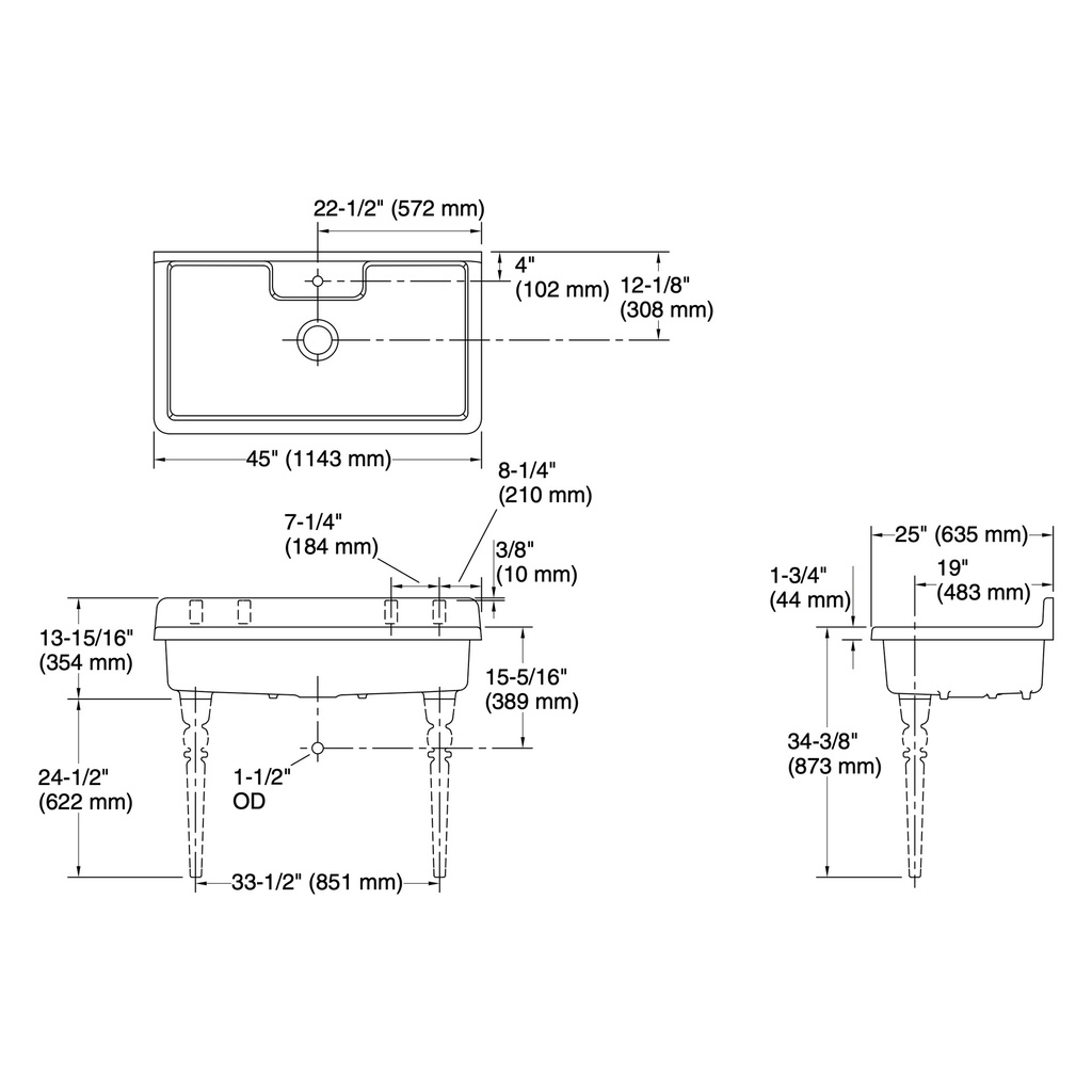 Kohler 21103-1HP5-0 Farmstead Freestanding Kitchen Sink