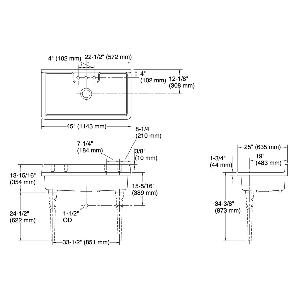 Kohler 21103-3HP5-0 Farmstead Freestanding Kitchen Sink