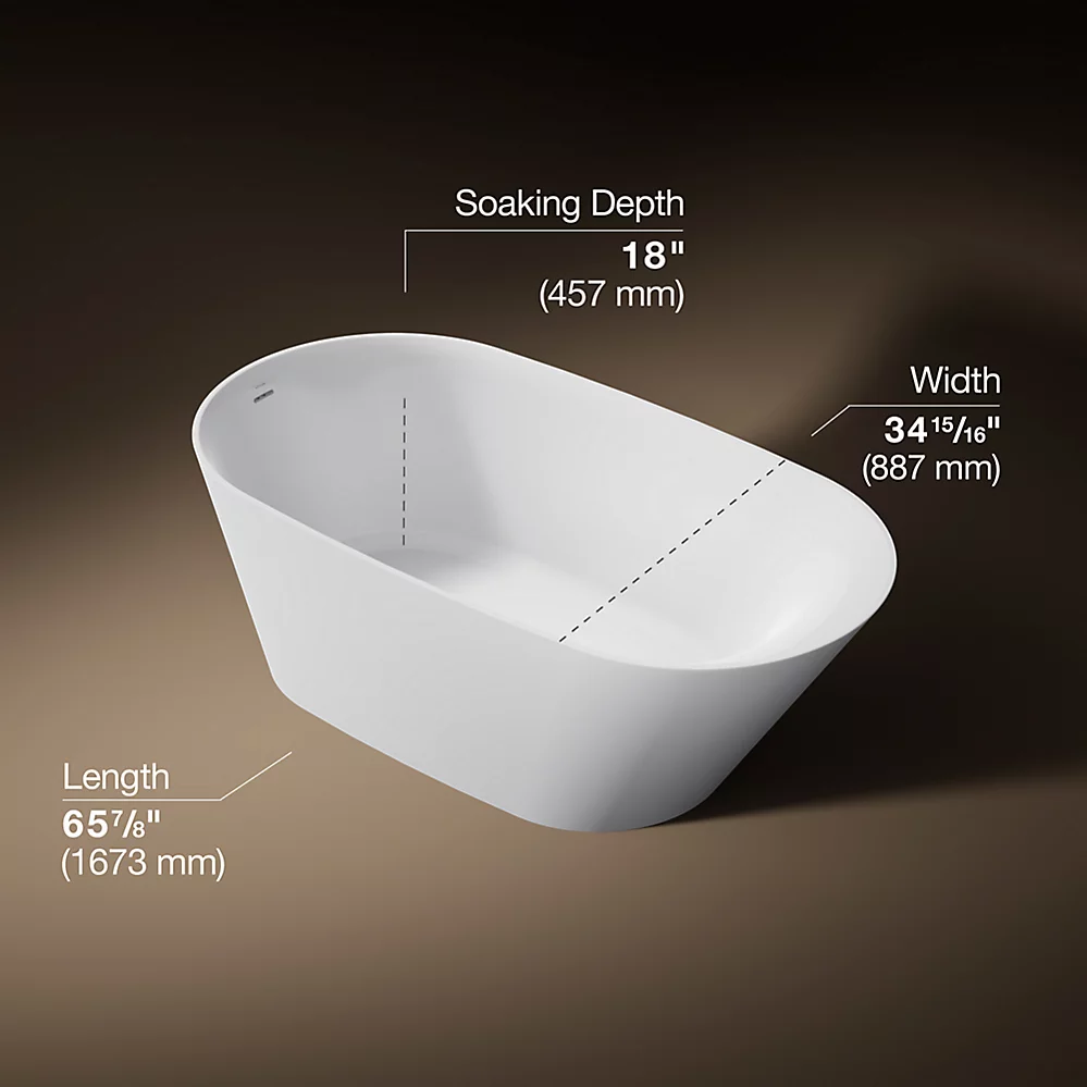 Kohler 21388-0 Brazn Freestanding Bath 66X35