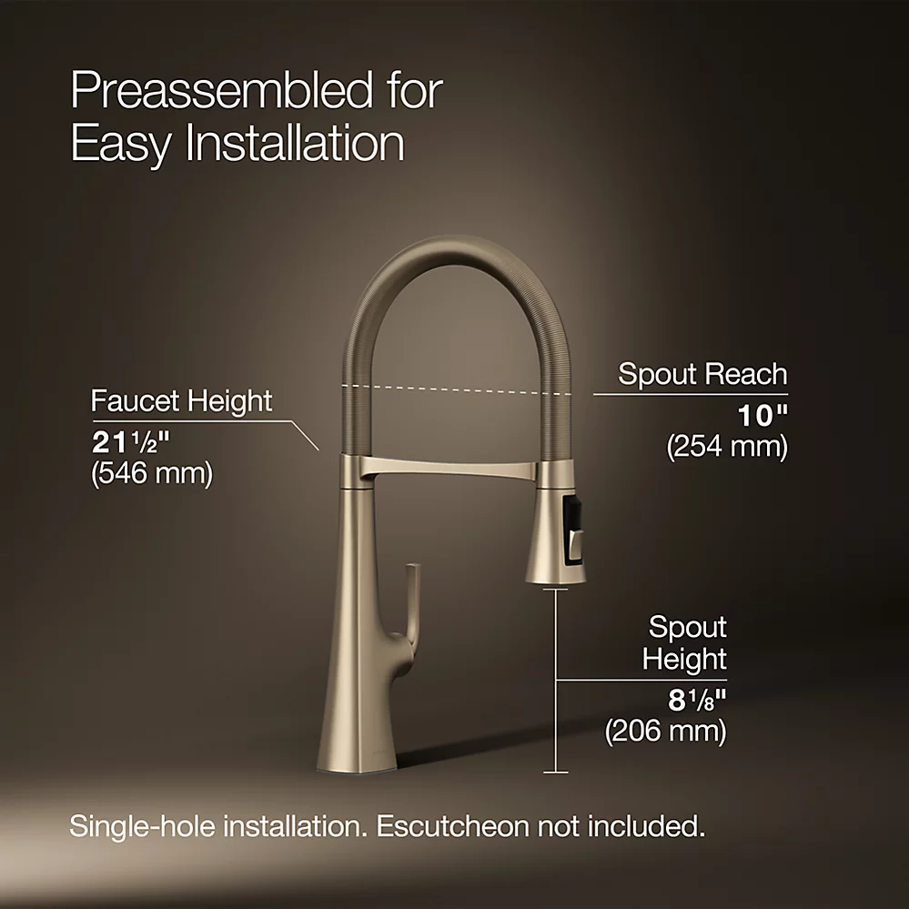 Kohler 22061-BV Graze Medium Semi-Pro Kitchen Faucet