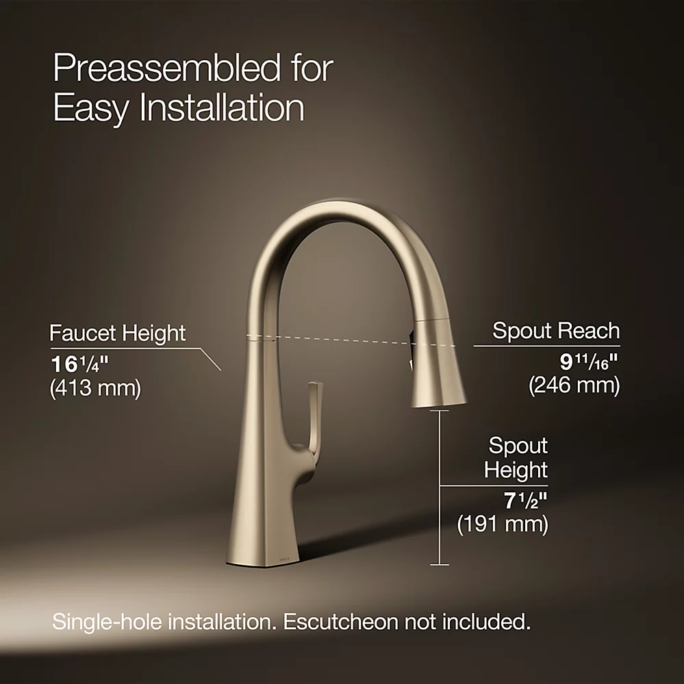 Kohler 22063-BV Graze Secondary Pull-Down Kitchen Fct