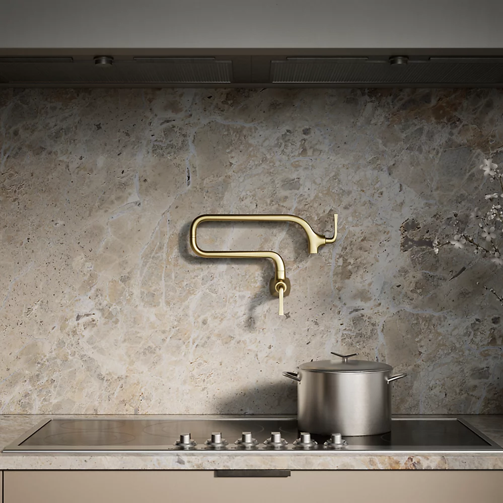 Kohler 22066-2MB Graze Wall-mount Pot Filler Vibrant Brushed Moderne Brass