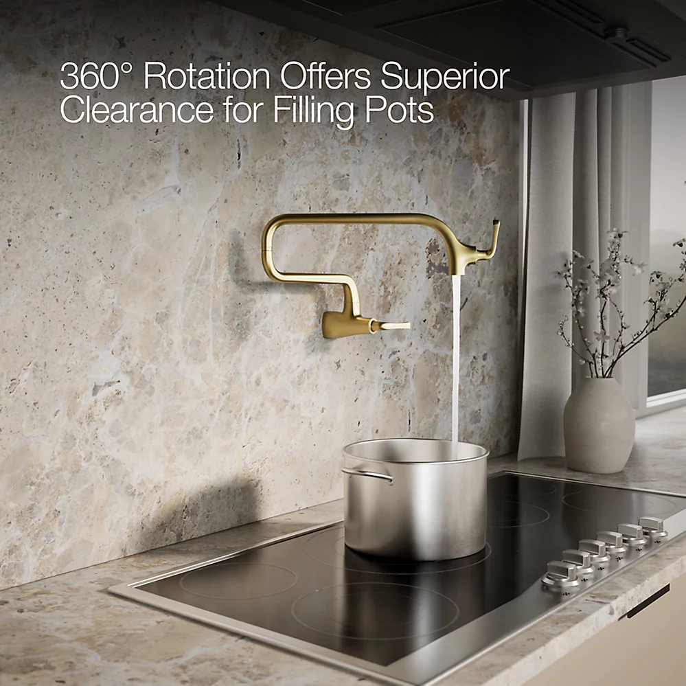 Kohler 22066-2MB Graze Wall-mount Pot Filler Vibrant Brushed Moderne Brass