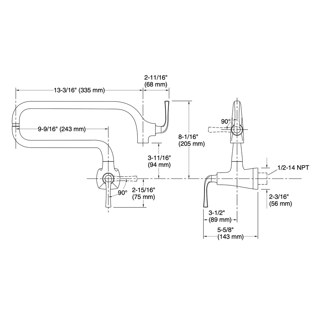 Kohler 22066-BL Graze Wm Pot Filler