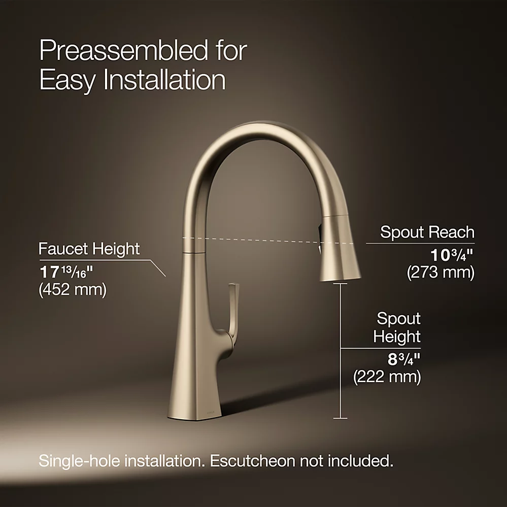 Kohler 22068-BV Graze Pull-Down Kitchen Fct W/Response