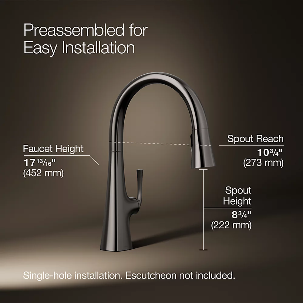 Kohler 22068-TT Graze Pull-Down Kitchen Fct W/Response