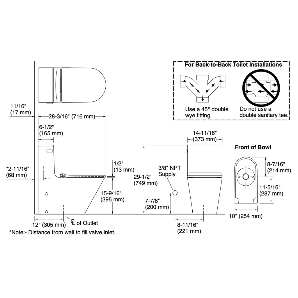 Kohler 22378-0 Brazn 1Pc Toilet 305Mm W/ Seat