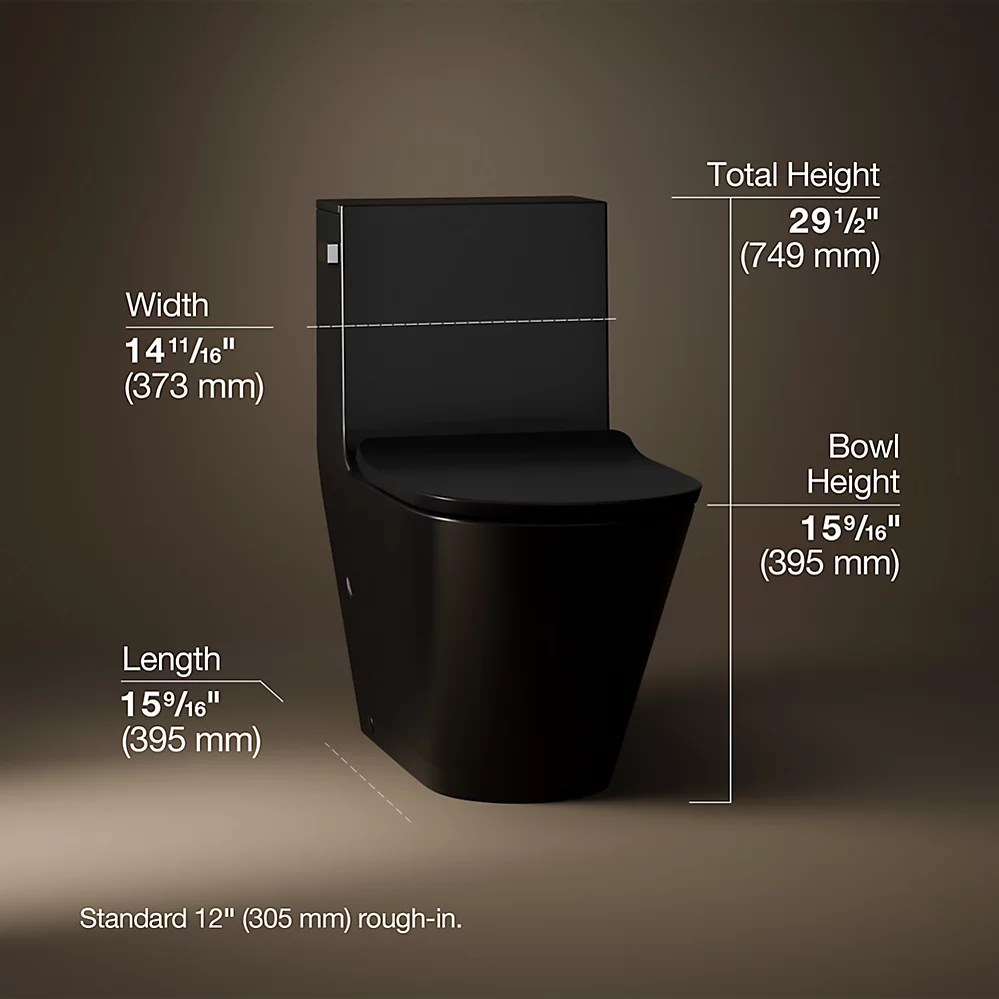 Kohler 22378-HB1 Brazn 1Pc Toilet W/Seat Honed Black