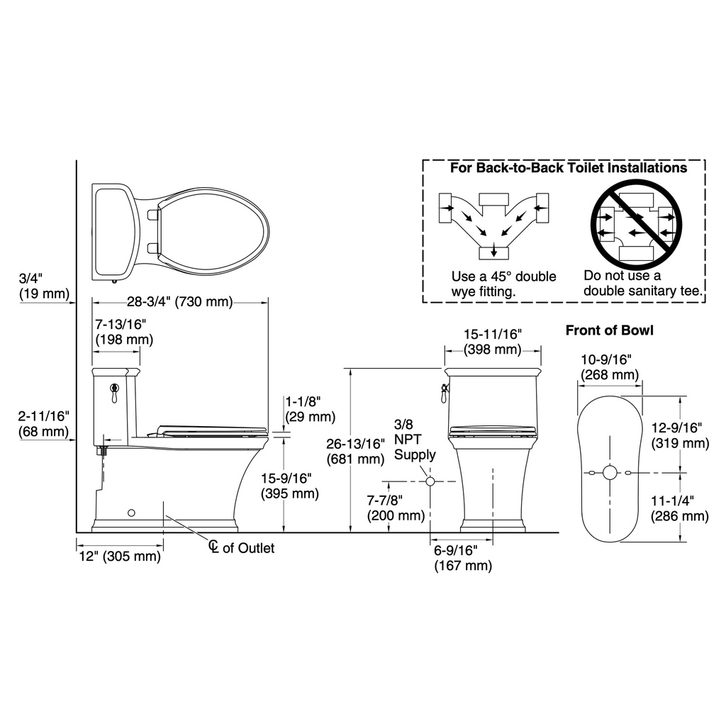 Kohler 22695-0 Harken 1-Pc Toilet 1.28G
