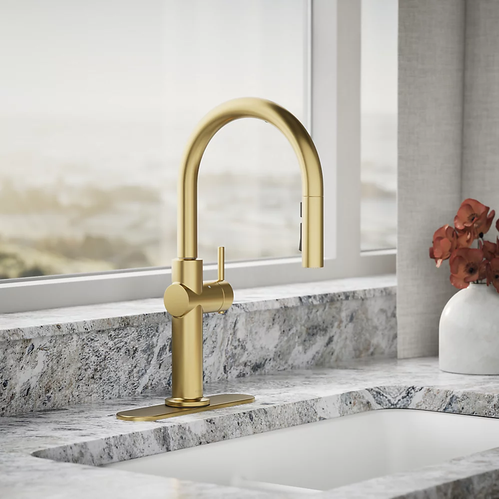 Kohler 22974-2MB Crue Touchless Pulldown Kitchen Faucet Vibrant Brushed Moderne Brass