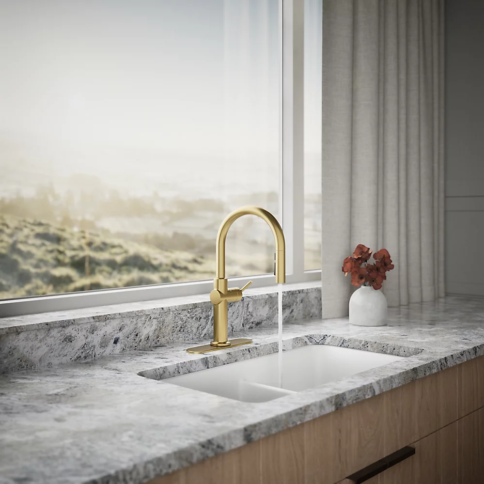 Kohler 22974-2MB Crue Touchless Pulldown Kitchen Faucet Vibrant Brushed Moderne Brass