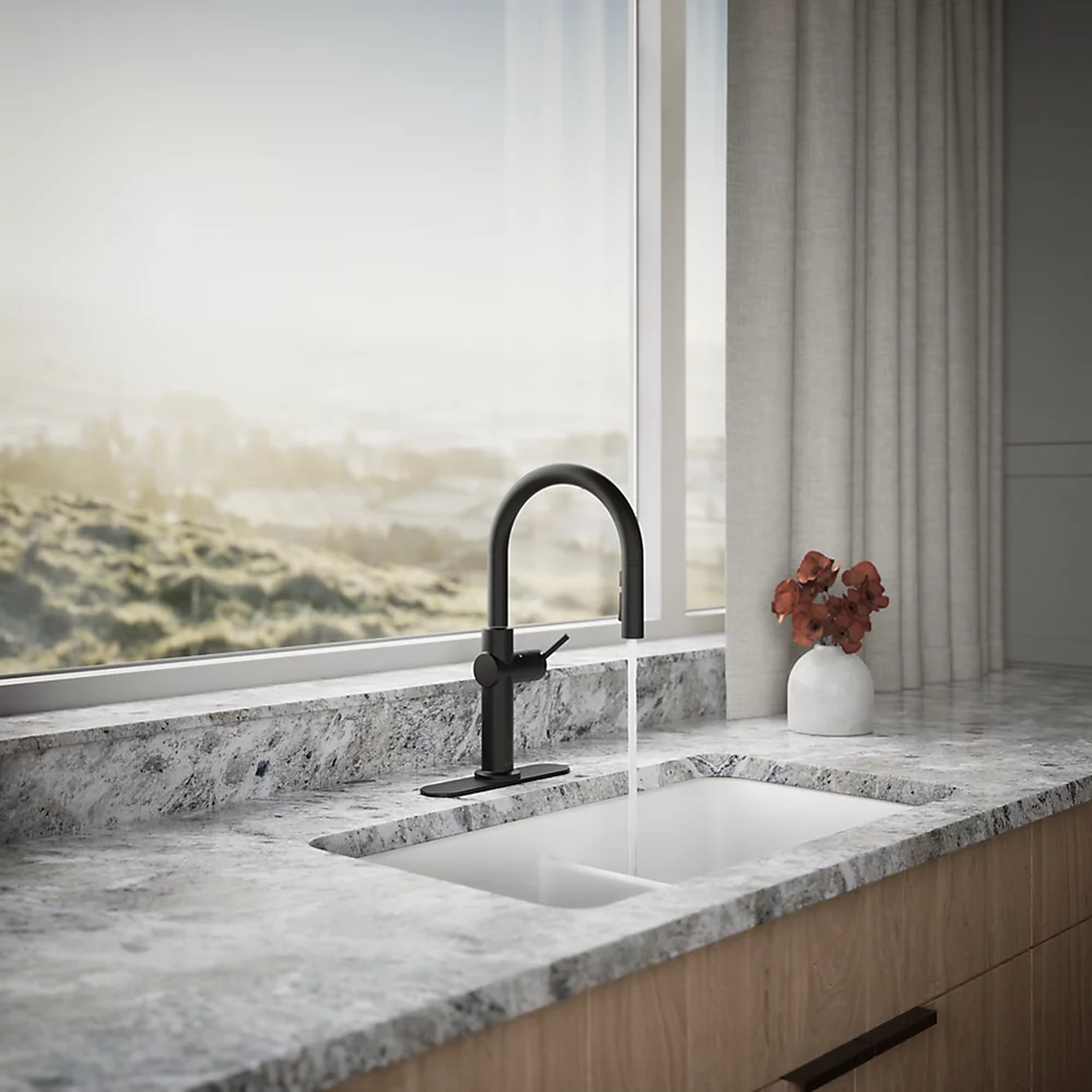 Kohler 22974-BL Crue Touchless Pulldown Kitchen Faucet Matte Black