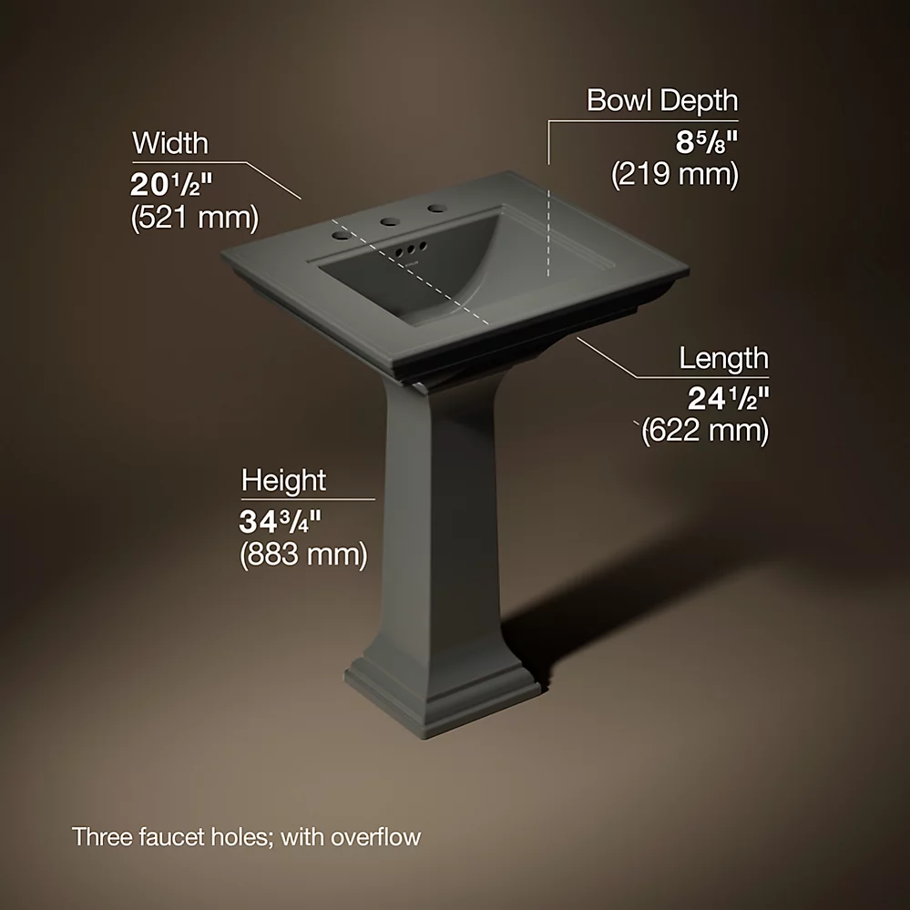 Kohler 2344-8-58 Memoirs Stately 24 Pedestal Lavatory