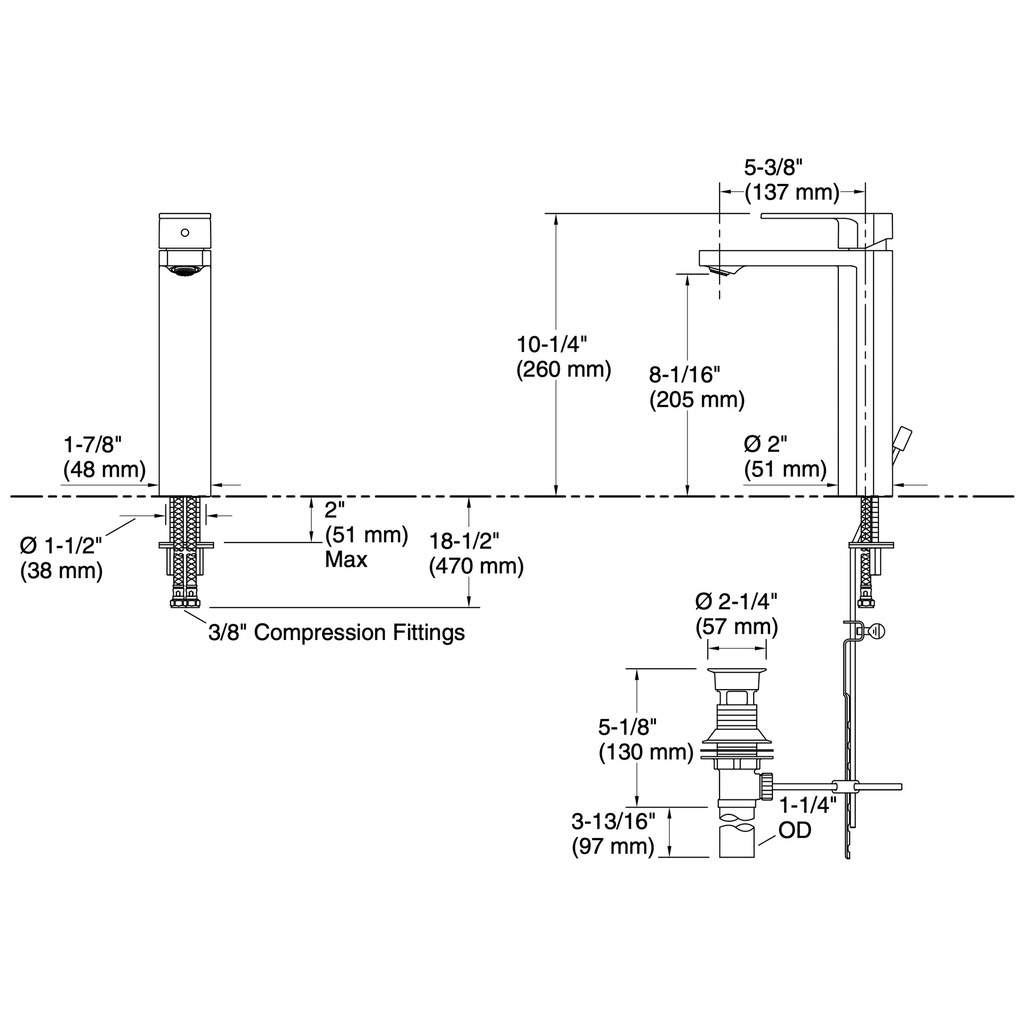 Kohler 23475-4-TT Parallel Tall Single Control Lav Faucet