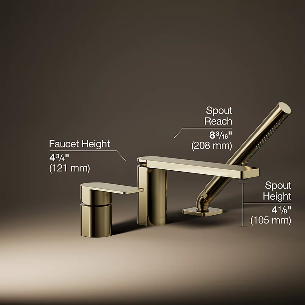 Kohler 23488-4-AF Parallel 3Hole Bath Filler W/ Hndshwr