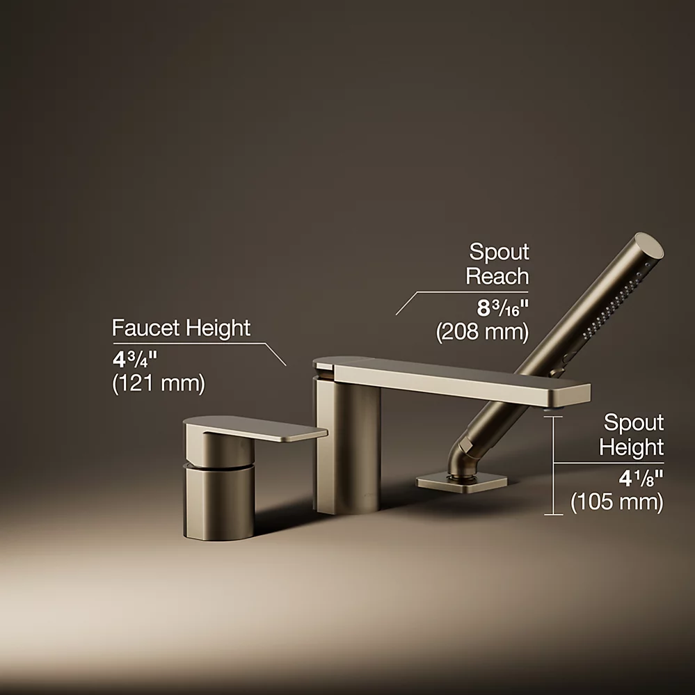 Kohler 23488-4-BV Parallel 3Hole Bath Filler W/ Hndshwr
