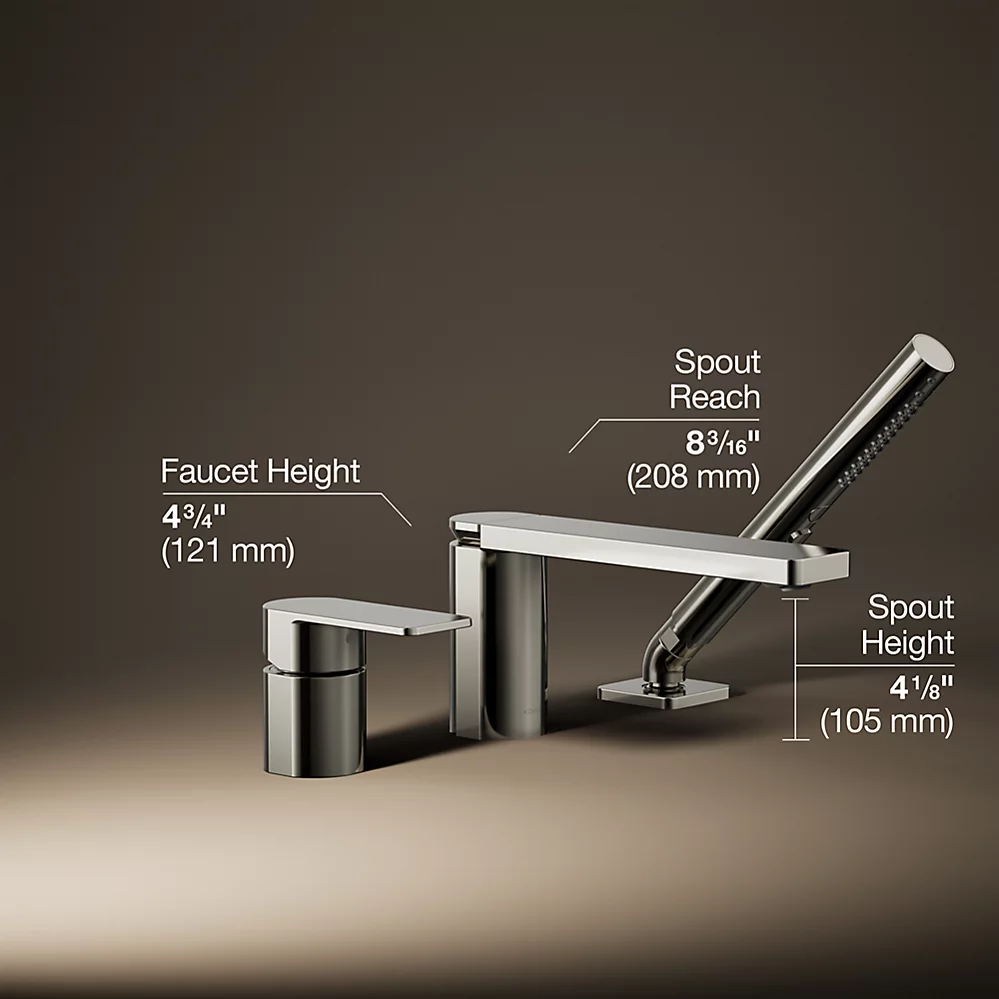 Kohler 23488-4-SN Parallel 3Hole Bath Filler W/ Hndshwr