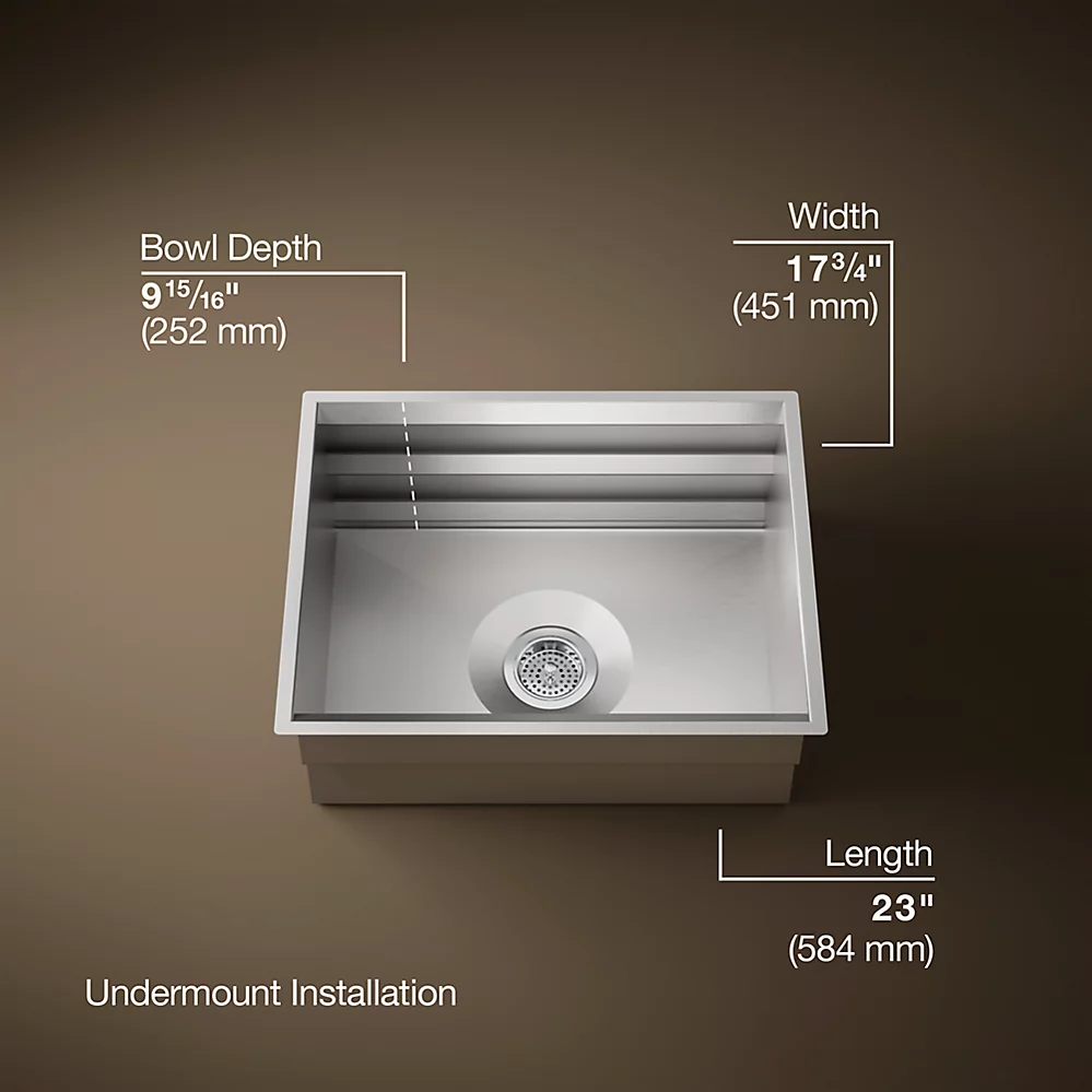 Kohler 23650-NA Prolific 23 Kitchen Sink with Accessories