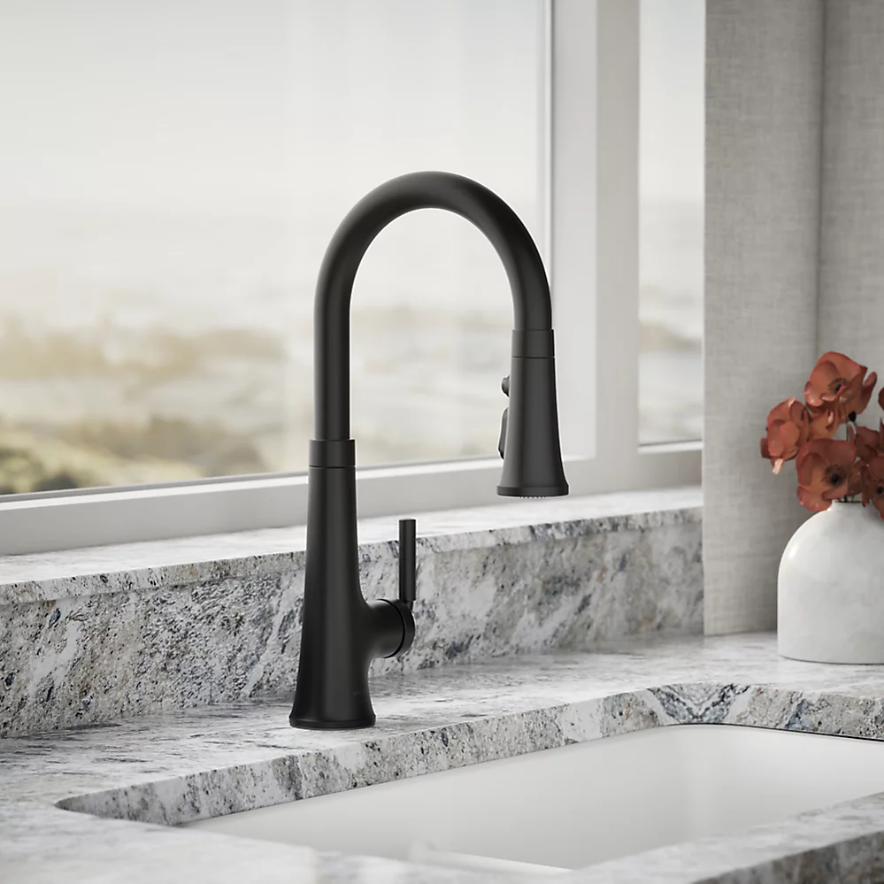 Kohler 23766-BL Tone Pull Down Kitchen Faucet W/ Response