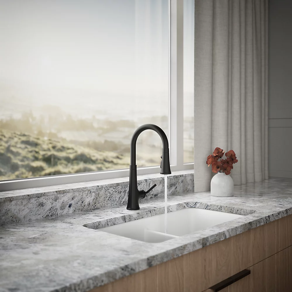 Kohler 23766-BL Tone Pull Down Kitchen Faucet W/ Response