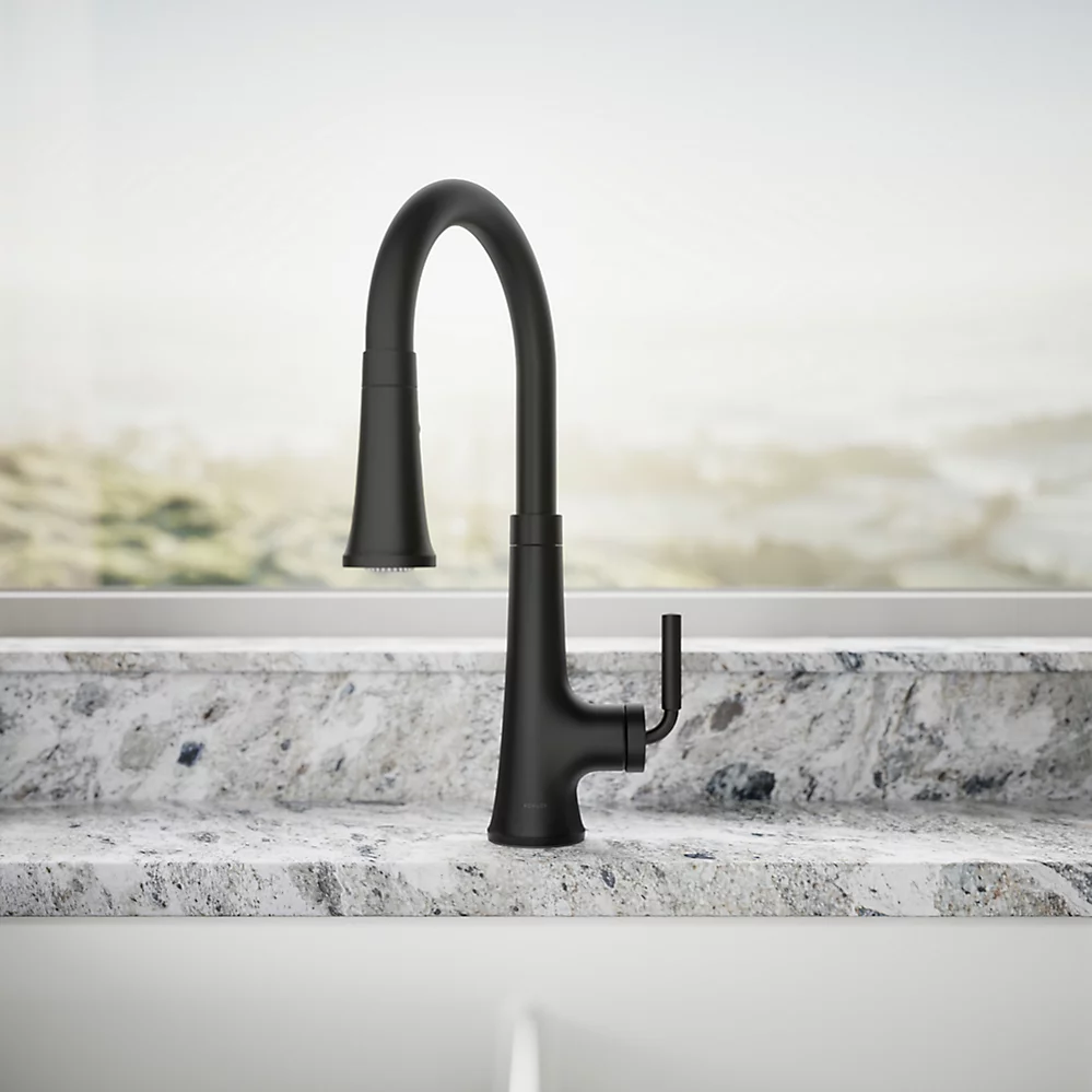 Kohler 23766-BL Tone Pull Down Kitchen Faucet W/ Response