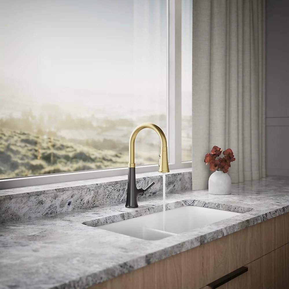 Kohler 23766-BMB Tone Pull Down Kitchen Faucet W/ Response
