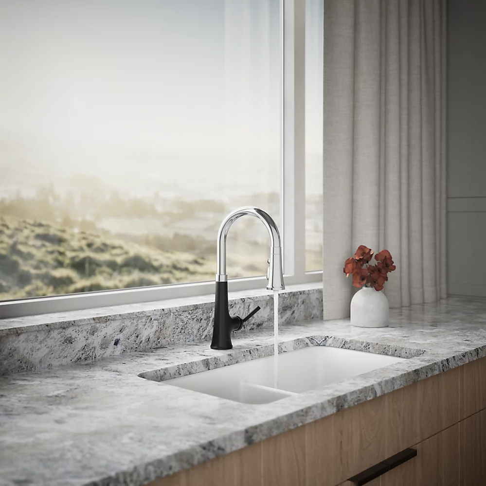 Kohler 23766-CBL Tone Pull Down Kitchen Faucet W/ Response