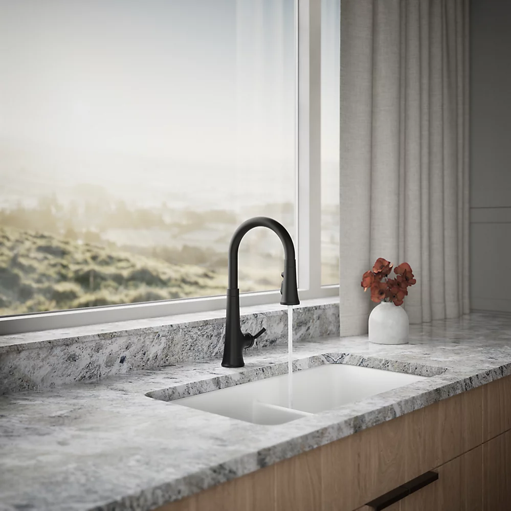 Kohler 23766-WB-BL Tonepull Down Kitchen Faucet W/Konnect