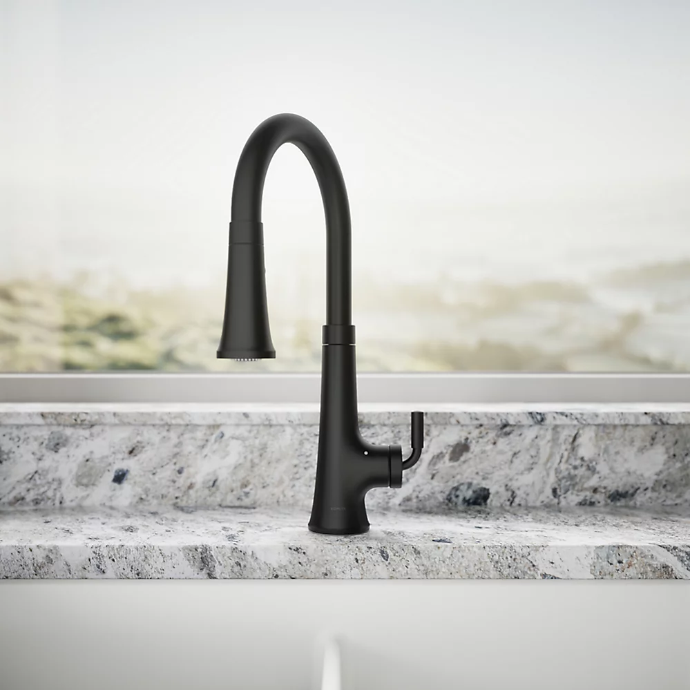 Kohler 23766-WB-BL Tonepull Down Kitchen Faucet W/Konnect