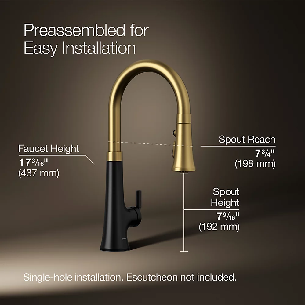 Kohler 23766-WB-BMB Tonepull Down Kitchen Faucet W/Konnect