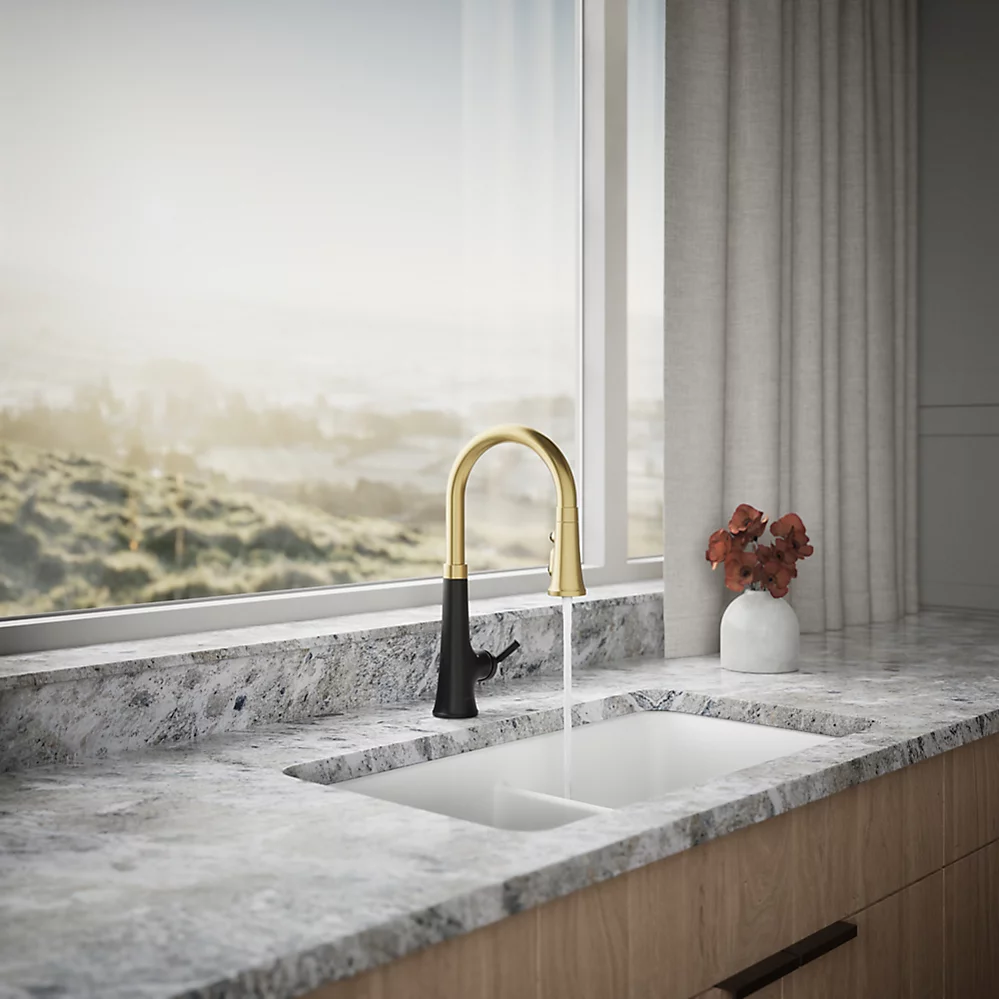Kohler 23766-WB-BMB Tonepull Down Kitchen Faucet W/Konnect