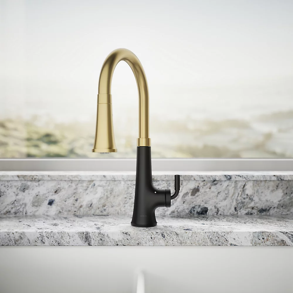 Kohler 23766-WB-BMB Tonepull Down Kitchen Faucet W/Konnect