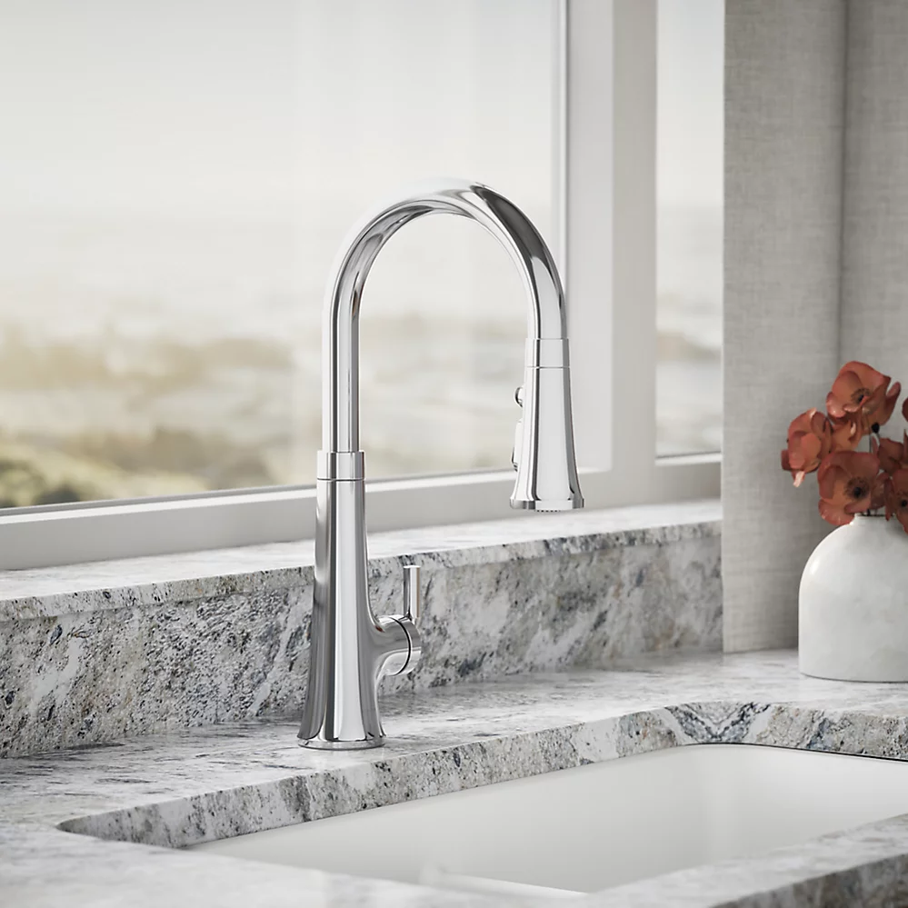 Kohler 23766-WB-CP Tonepull Down Kitchen Faucet W/Konnect
