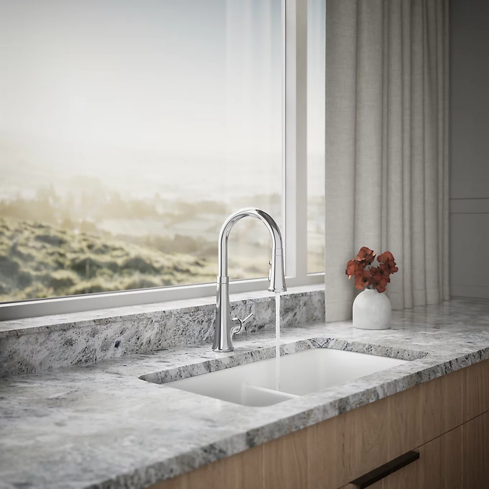 Kohler 23766-WB-CP Tonepull Down Kitchen Faucet W/Konnect