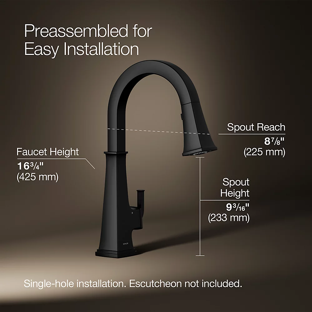 Kohler 23832-WB-BL Riff Pull Down Kitchen Fct W/Konnect