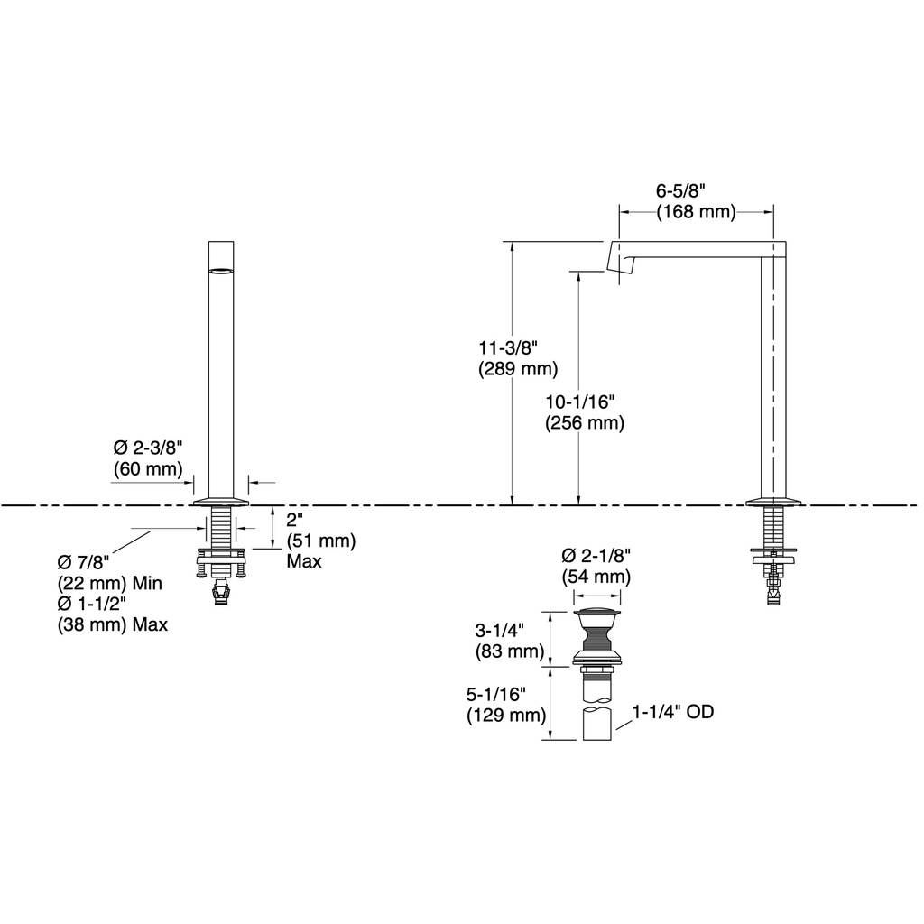 Kohler 23887-AF Components Lav Ws Spout Tall Row