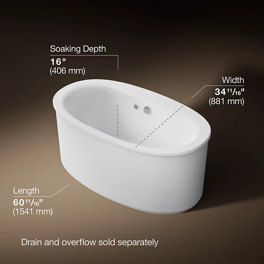 Kohler 24001-W1-0 Sunstruck Fs 60 Bath W/ Straight Apron
