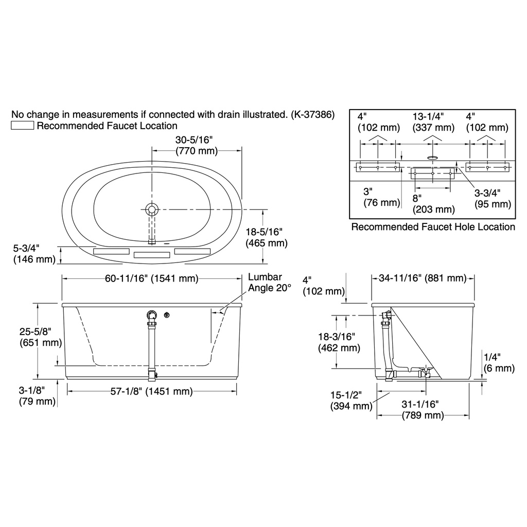 Kohler 24001-W1-0 Sunstruck Fs 60 Bath W/ Straight Apron