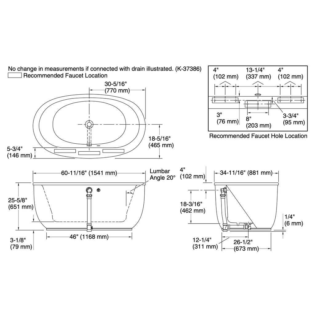 Kohler 24002-0 Sunstruck Fs 60 Bath W/Fluted Apron