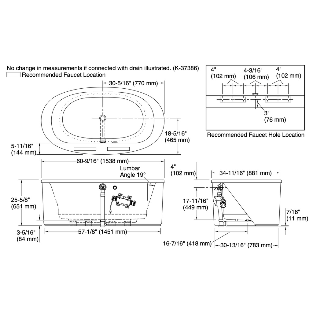 Kohler 24008-GH-0 Sunstruck Fs Heated Bbm Bath W/Str Apn