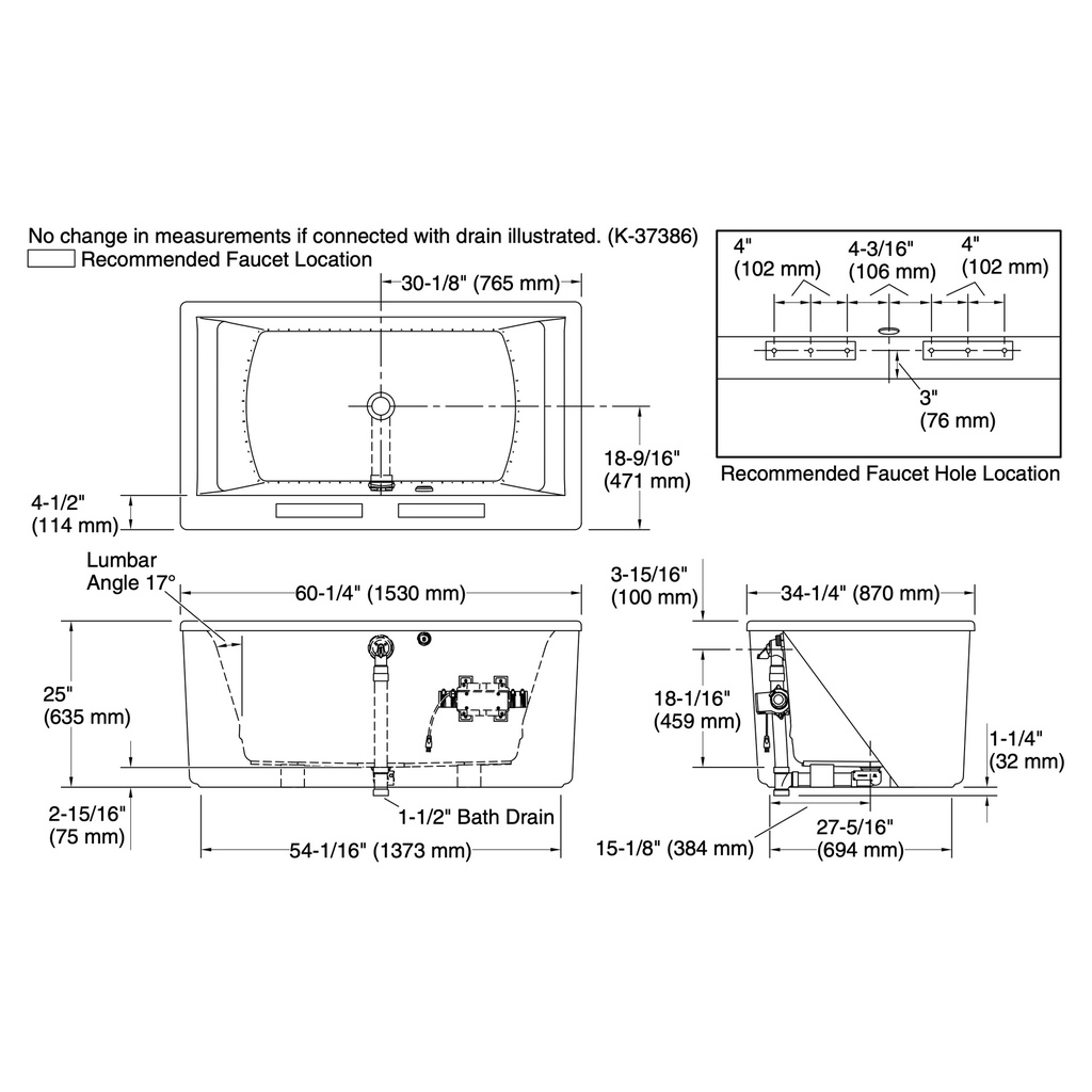 Kohler 24018-GH-0 Stargaze Fs 60 Bbm Bath Straight Apron